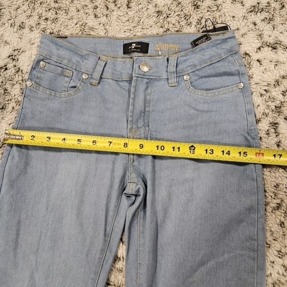 7 For All Mankind Youth 10 NWT Light Wash Slimmy Airweft Denim Adjustable Waist - Picture 8 of 11